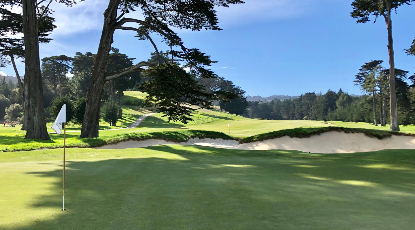 The 3rd green backs up to the par-3 8th