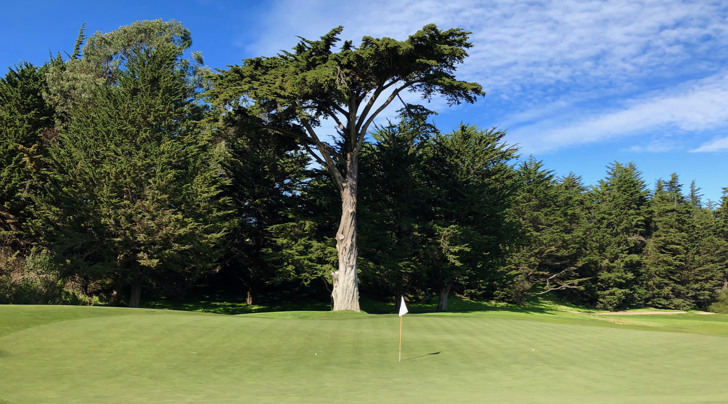 The 4th green is deep and contoured