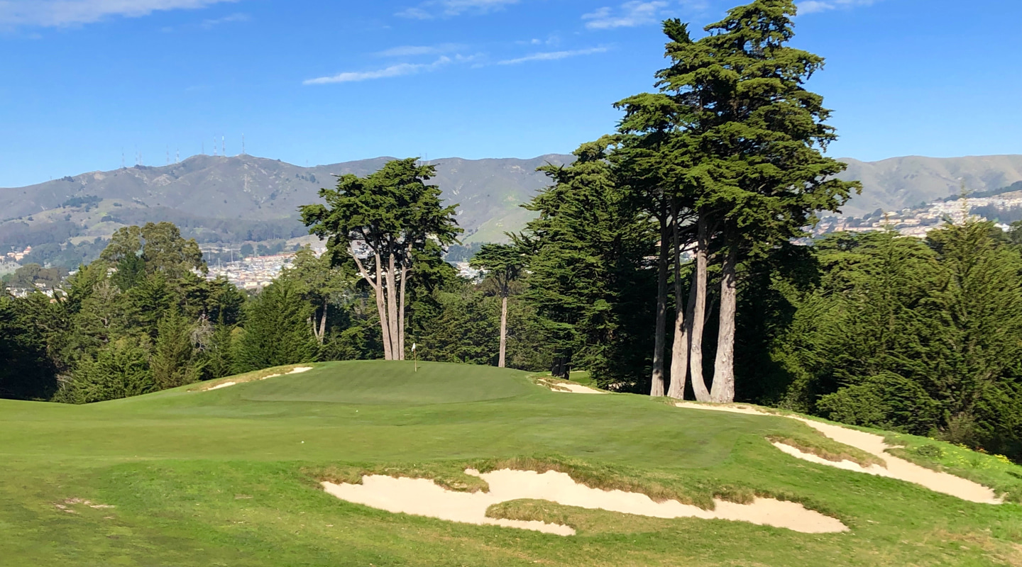 The 7th green is even more canted than it appears