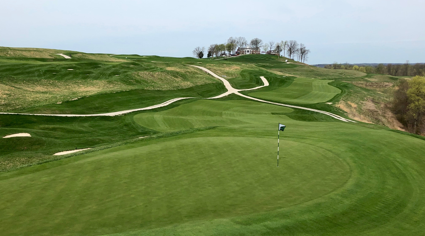 Par-5 7th, from above the green