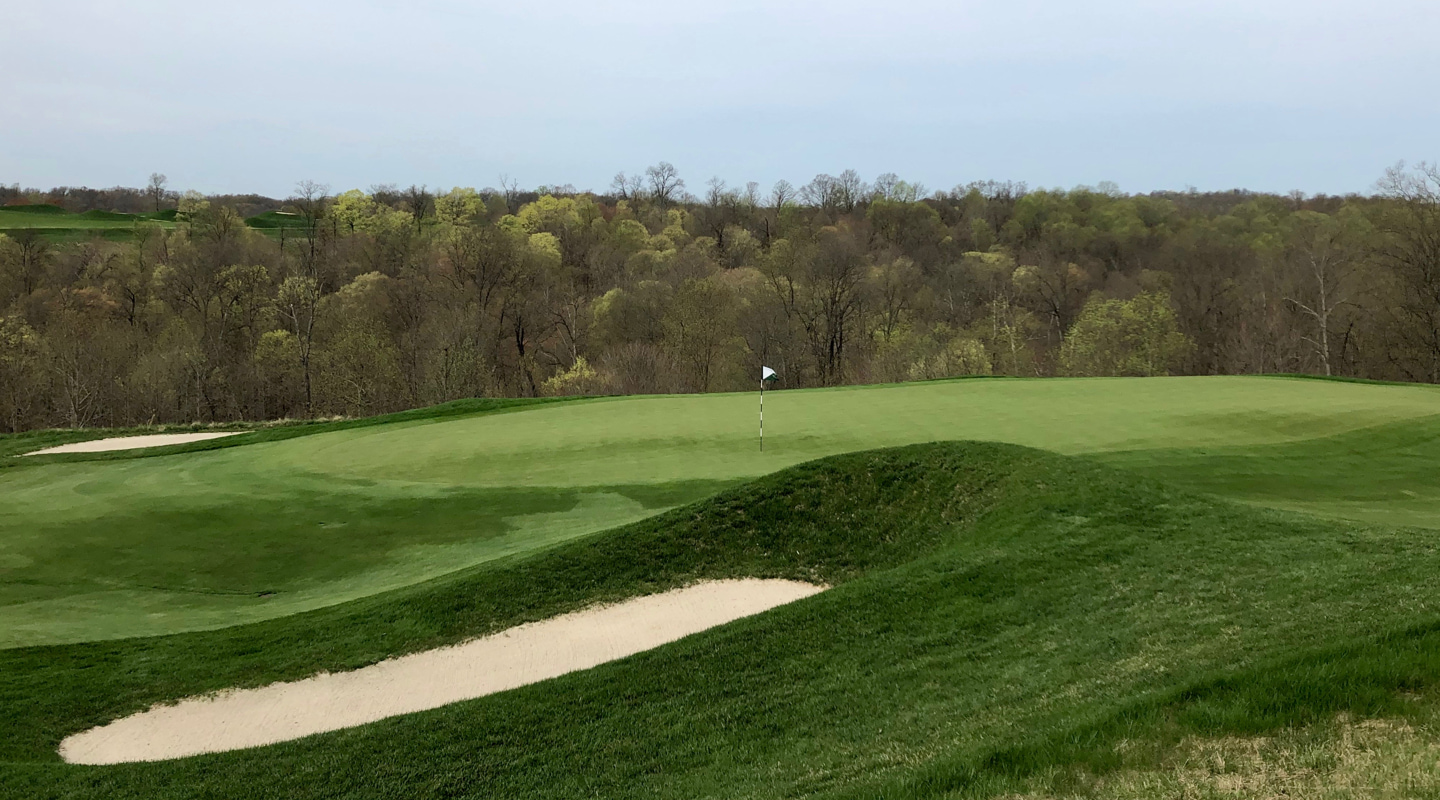 High right of the green on the par-3 4th