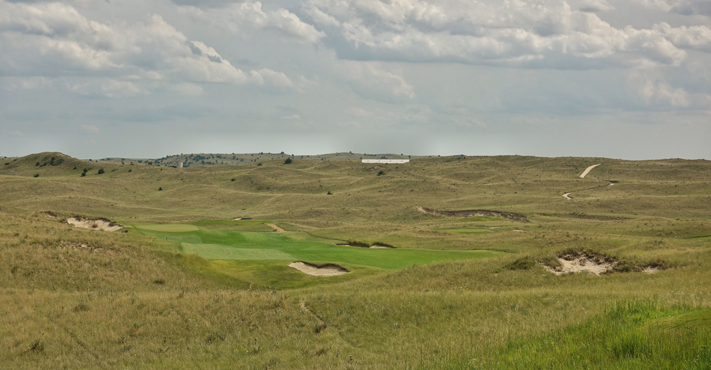 The angled tee shot allows players to be as aggressive as they like The angled tee shot allows players to be as aggressive as they like