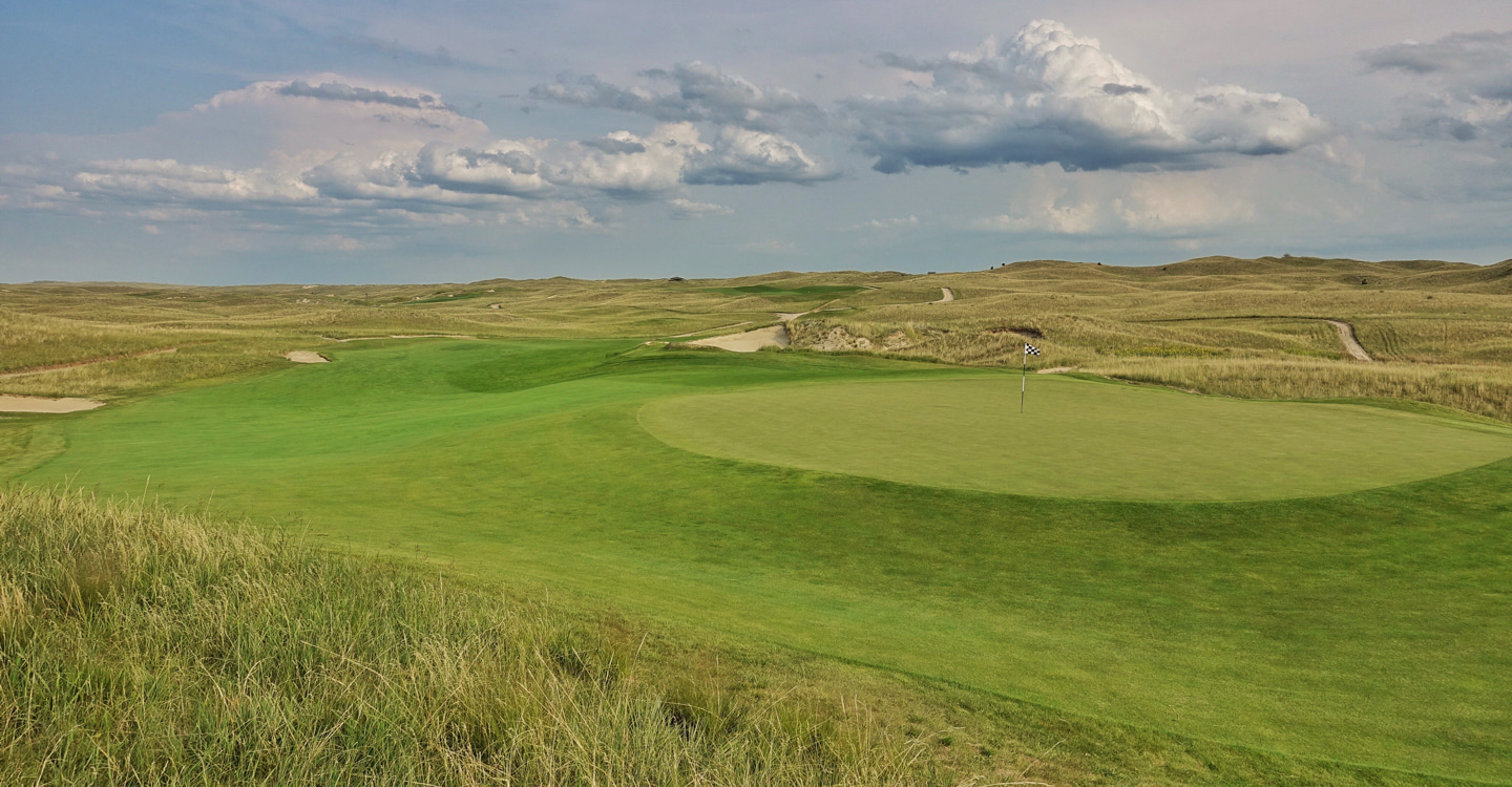 The 11th green is perched and exposed to the wind The 11th green is perched and exposed to the wind