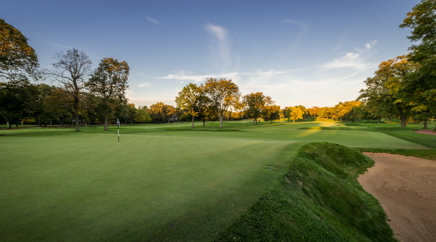 Back up the hill from the high side of the green Back up the hill from the high side of the green